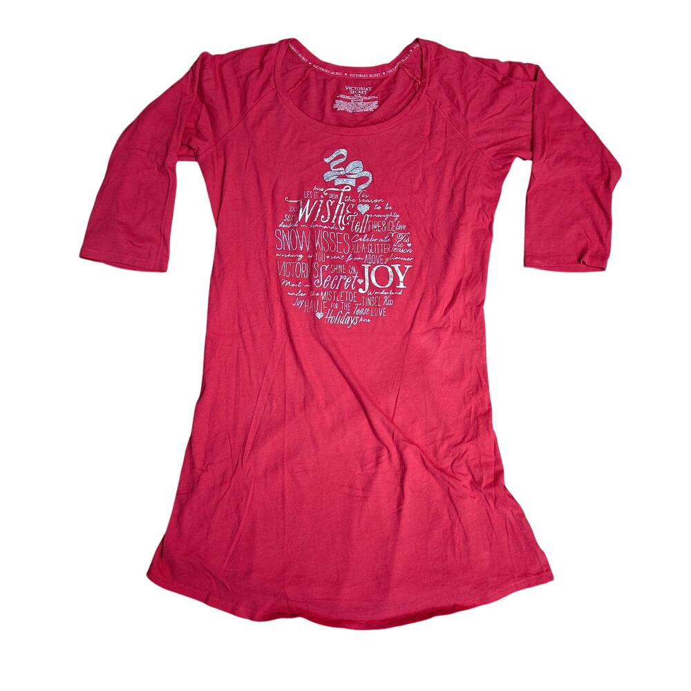 Victoria's Secret Long Sleeve Sleep Shirt Holiday Ornament Graphic Womens Medium